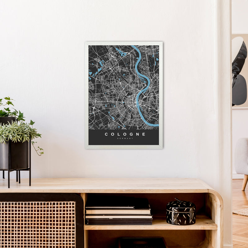 Cologne Art Print by UrbanMaps A2 Oak Frame