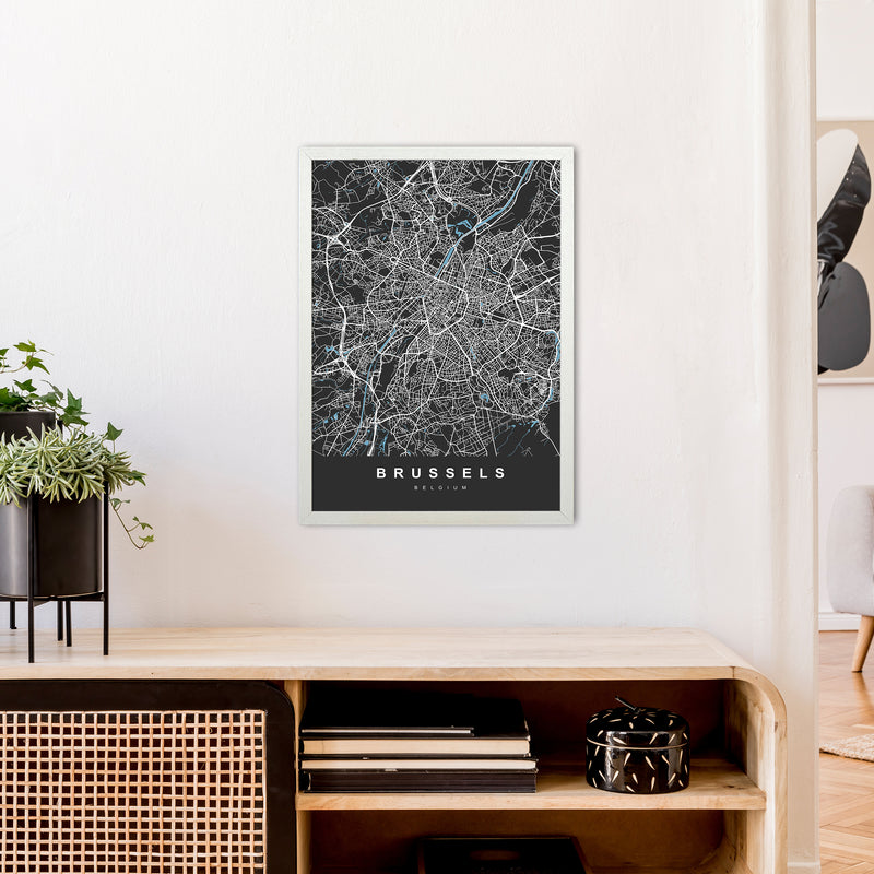 Brussel Art Print by UrbanMaps A2 Oak Frame