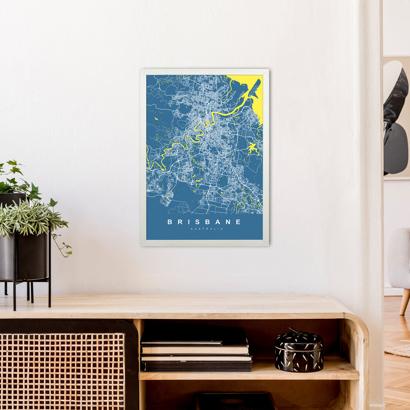 Brisbane I Art Print by UrbanMaps A2 Oak Frame