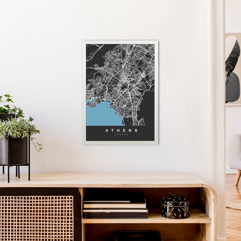 Athens Art Print by UrbanMaps A2 Oak Frame