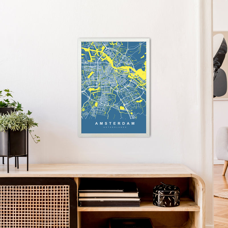 Amsterdam I Art Print by UrbanMaps A2 Oak Frame