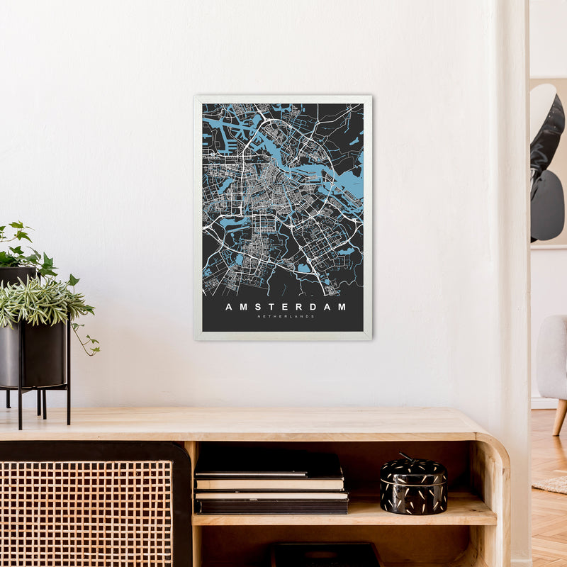 Amsterdam II Art Print by UrbanMaps A2 Oak Frame