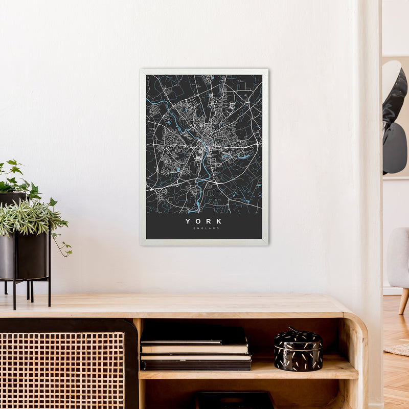 York III Art Print by UrbanMaps A2 Oak Frame