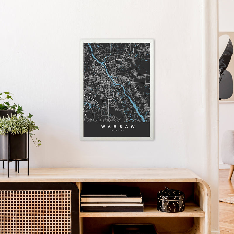 Warsaw Art Print by UrbanMaps A2 Oak Frame