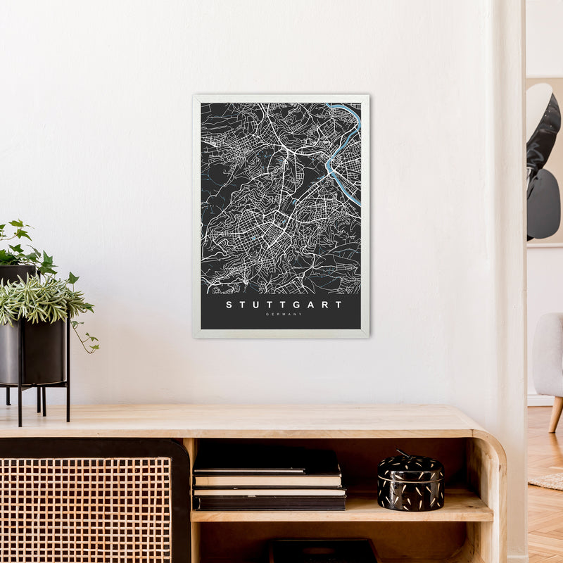 Stuttgart Art Print by UrbanMaps A2 Oak Frame
