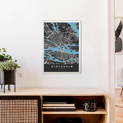 Stockholm Art Print by UrbanMaps A2 Oak Frame