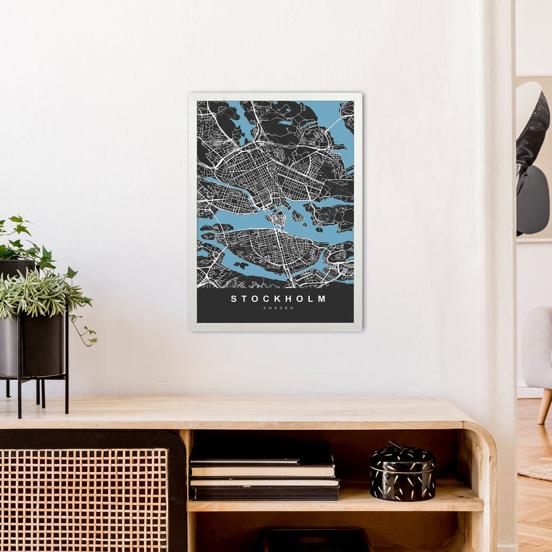 Stockholm Art Print by UrbanMaps A2 Oak Frame