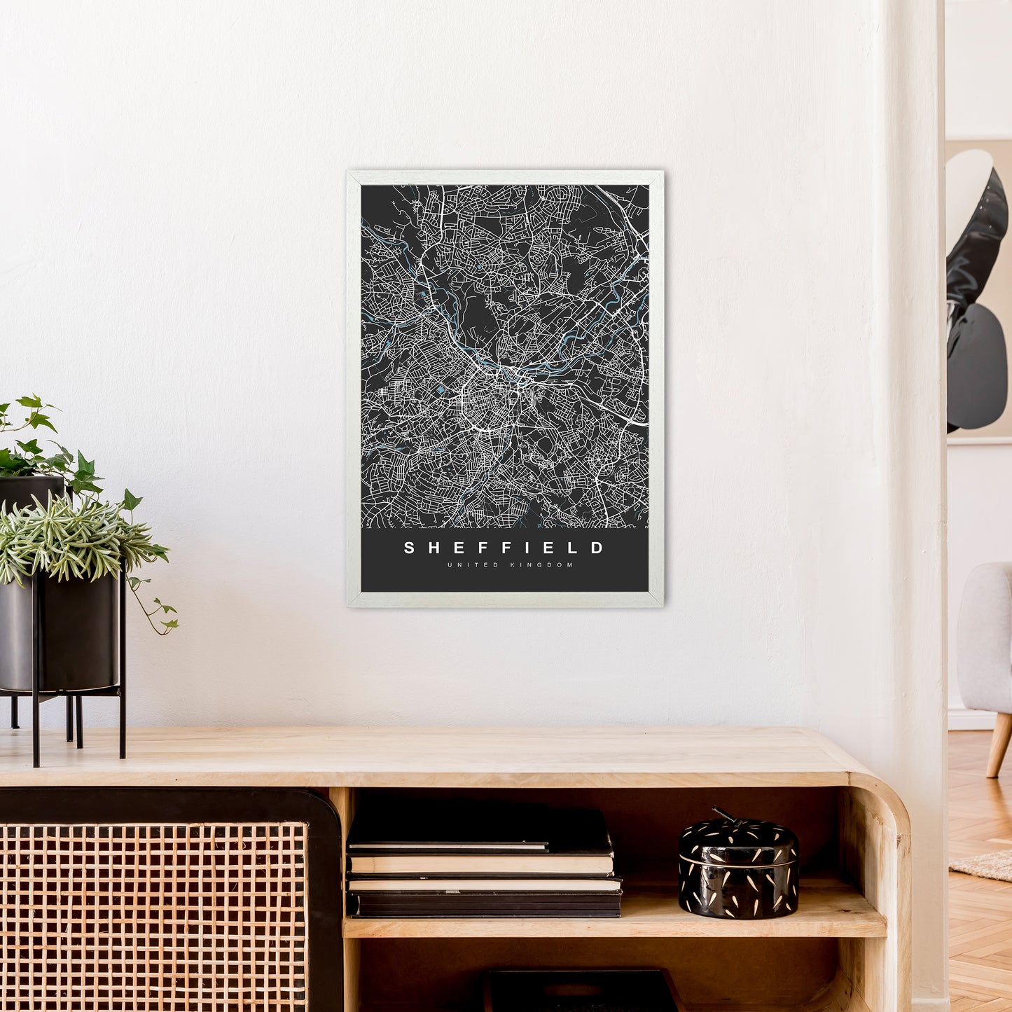 Sheffield III Art Print by UrbanMaps A2 Oak Frame