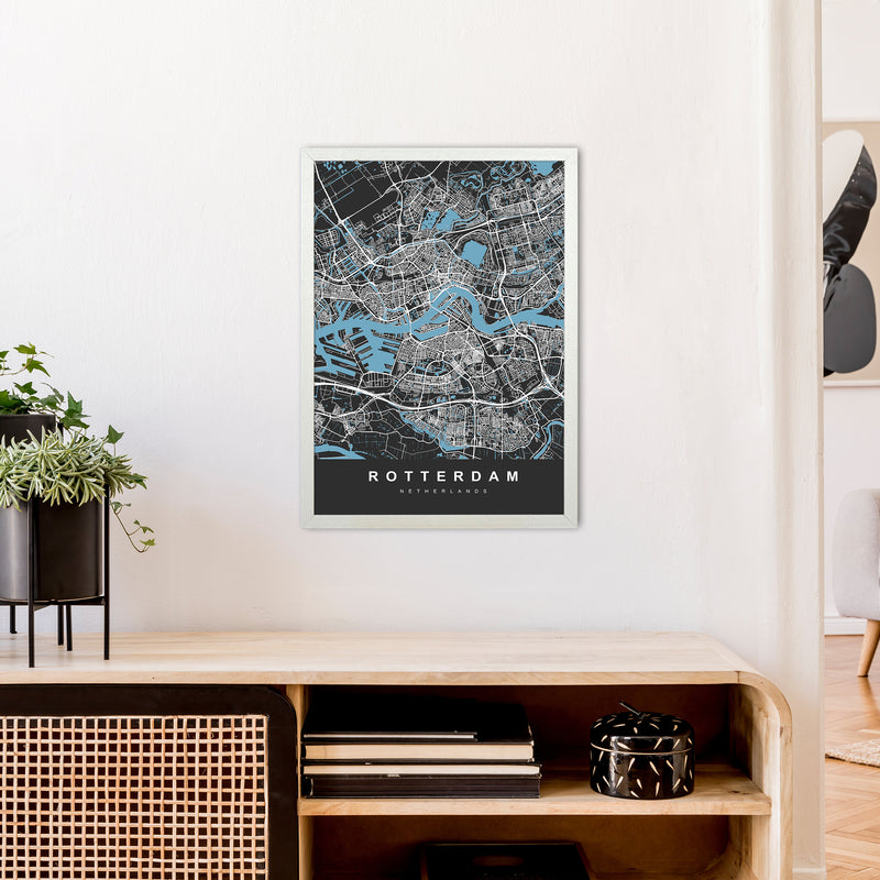 Rotterdam Art Print by UrbanMaps A2 Oak Frame