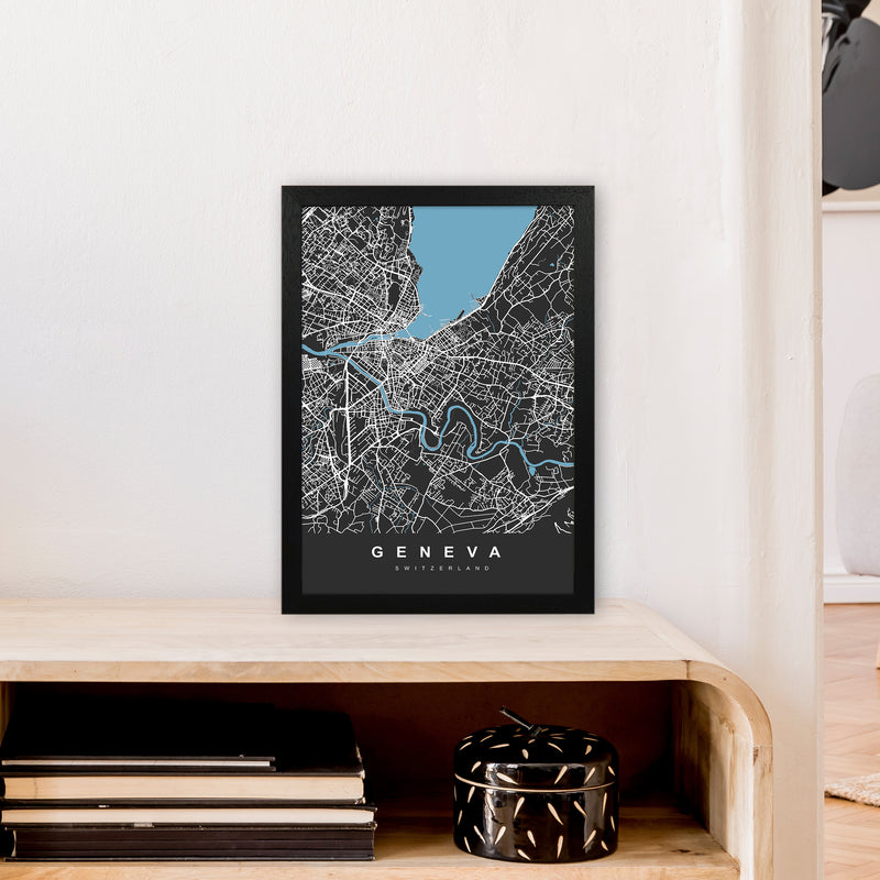 Geneva Art Print by UrbanMaps A3 White Frame