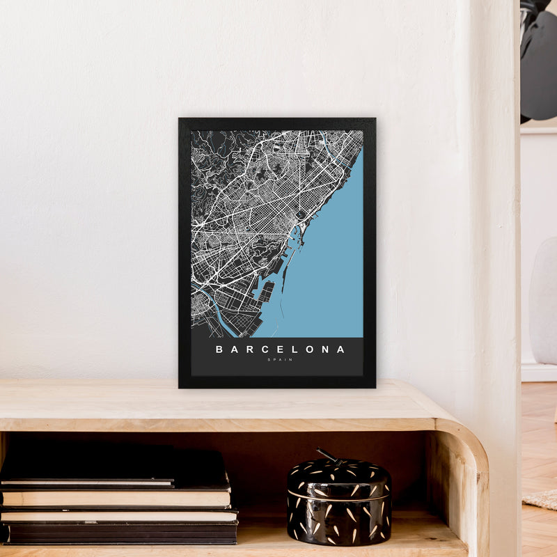 Barcelona Art Print by UrbanMaps A3 White Frame