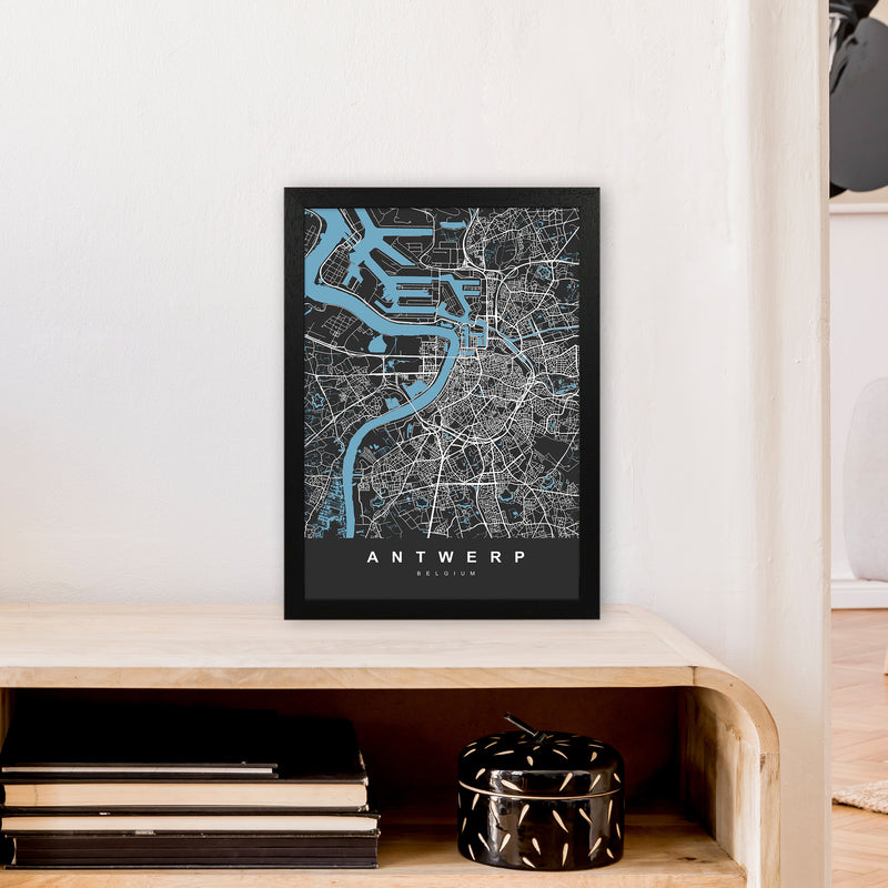 Antwerp Art Print by UrbanMaps A3 White Frame