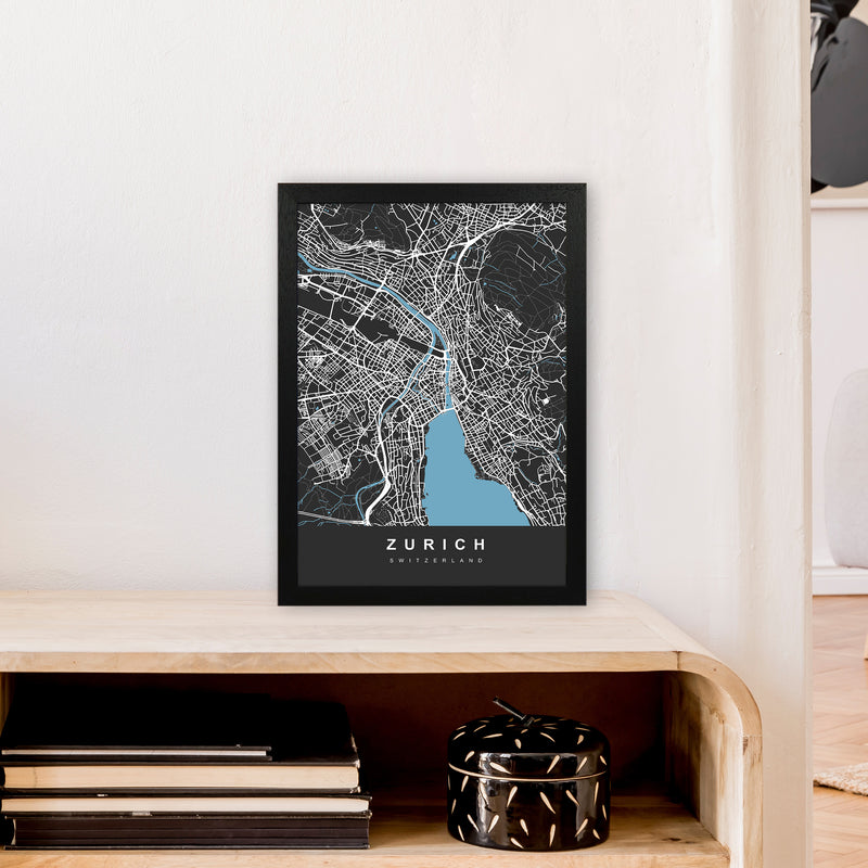 Zurich Art Print by UrbanMaps A3 White Frame