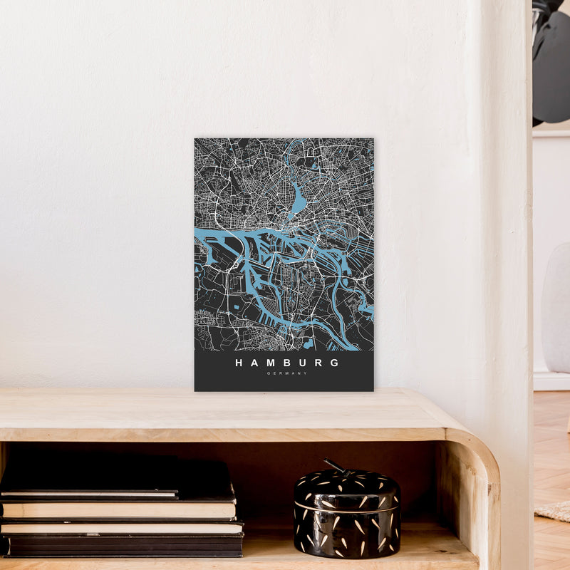 Hamburg Art Print by UrbanMaps A3 Black Frame