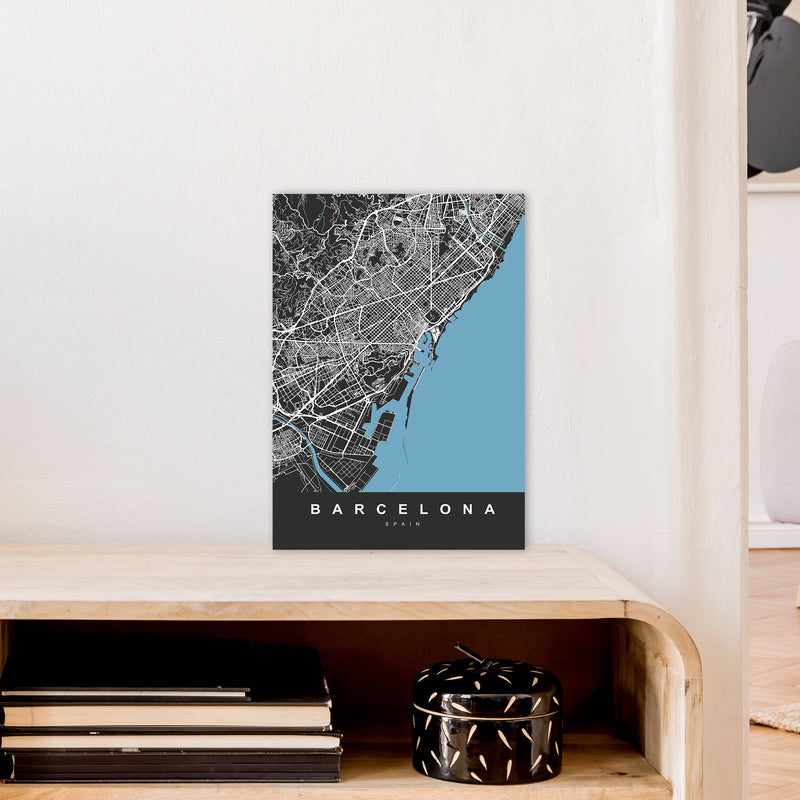 Barcelona Art Print by UrbanMaps A3 Black Frame