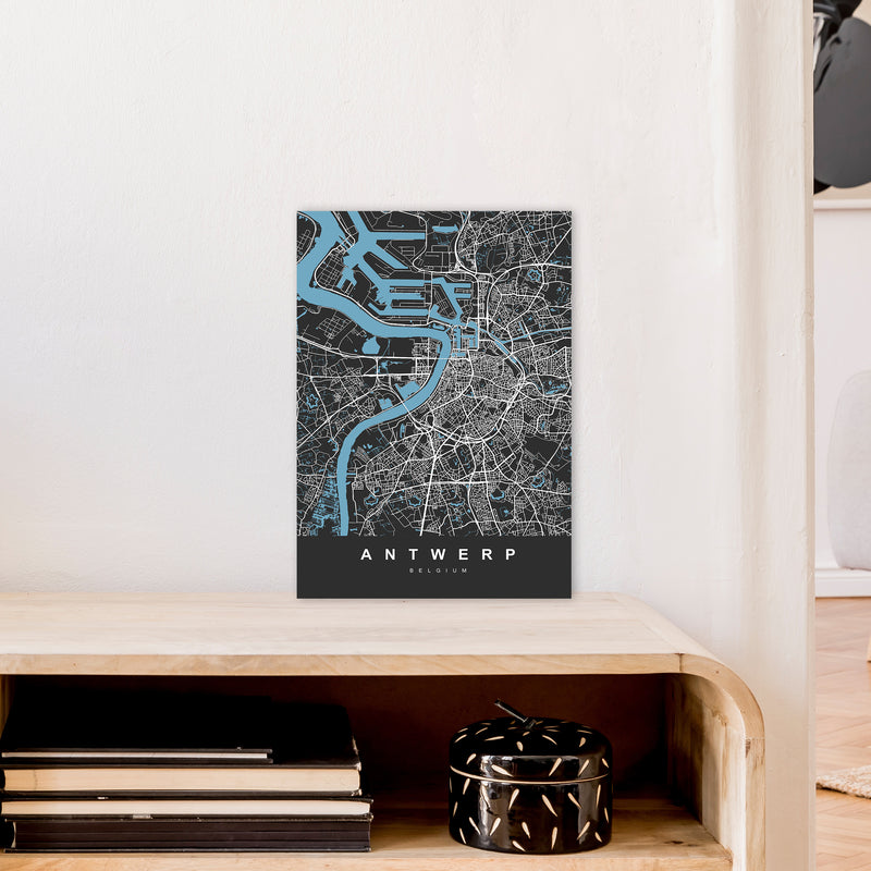Antwerp Art Print by UrbanMaps A3 Black Frame