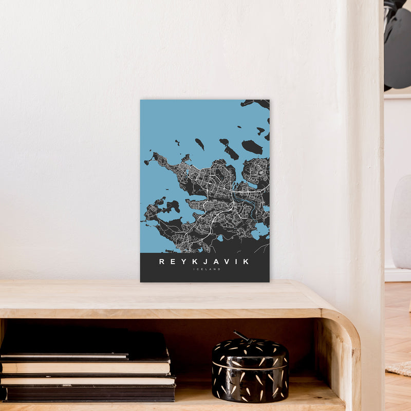 Reykjavik Art Print by UrbanMaps A3 Black Frame