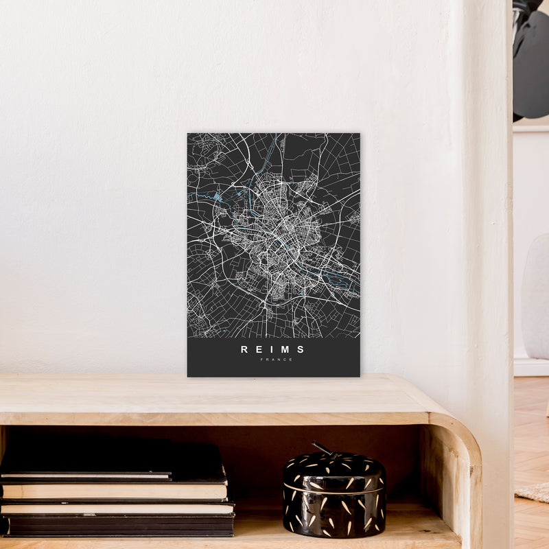 Reims Art Print by UrbanMaps A3 Black Frame
