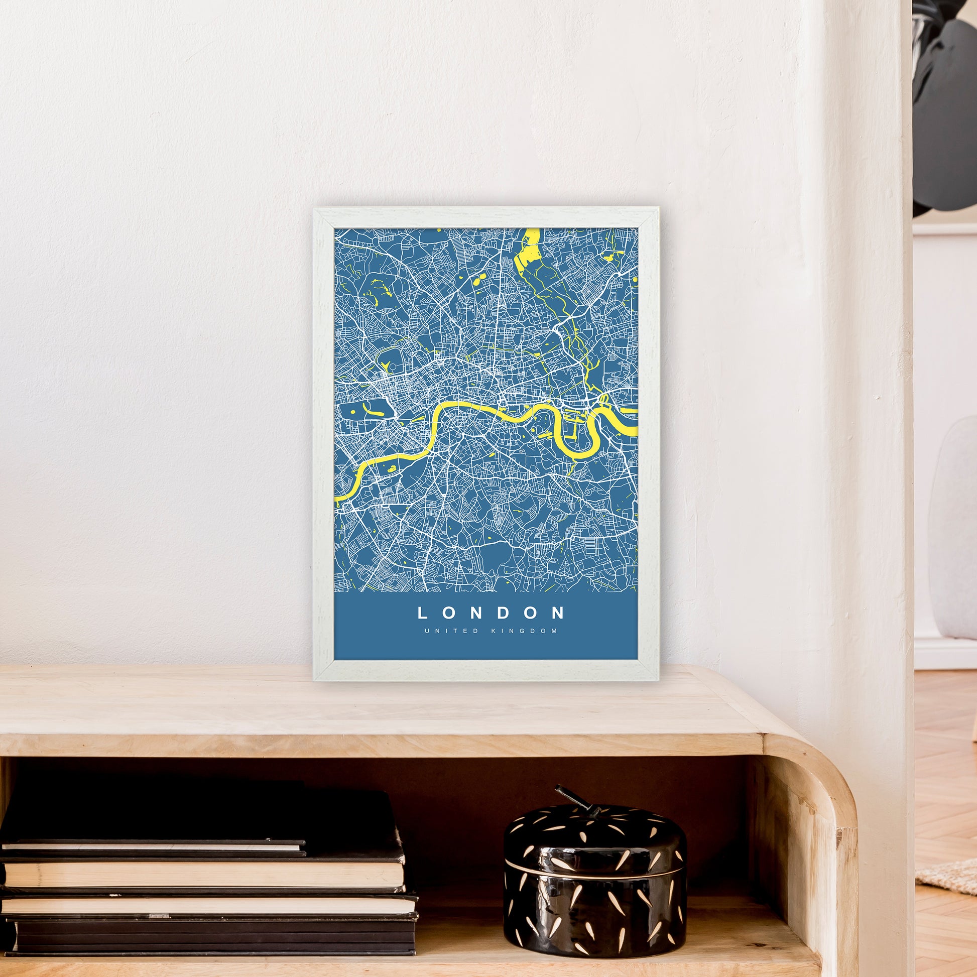 London II Art Print by UrbanMaps A3 Oak Frame