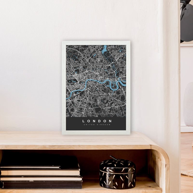 London III Art Print by UrbanMaps A3 Oak Frame