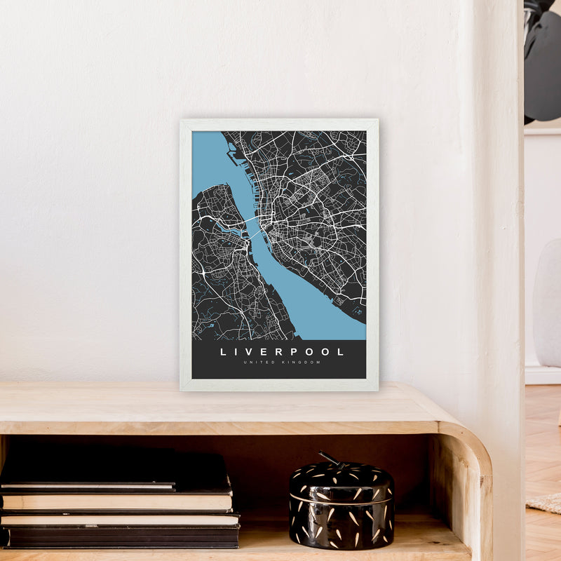 Liverpool II Art Print by UrbanMaps A3 Oak Frame