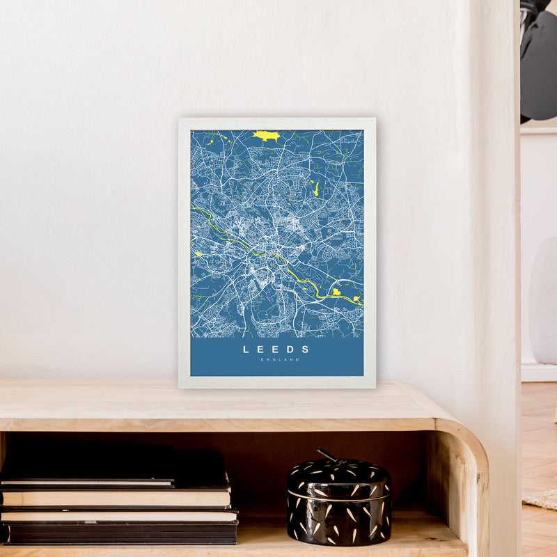 Leeds II Art Print by UrbanMaps A3 Oak Frame