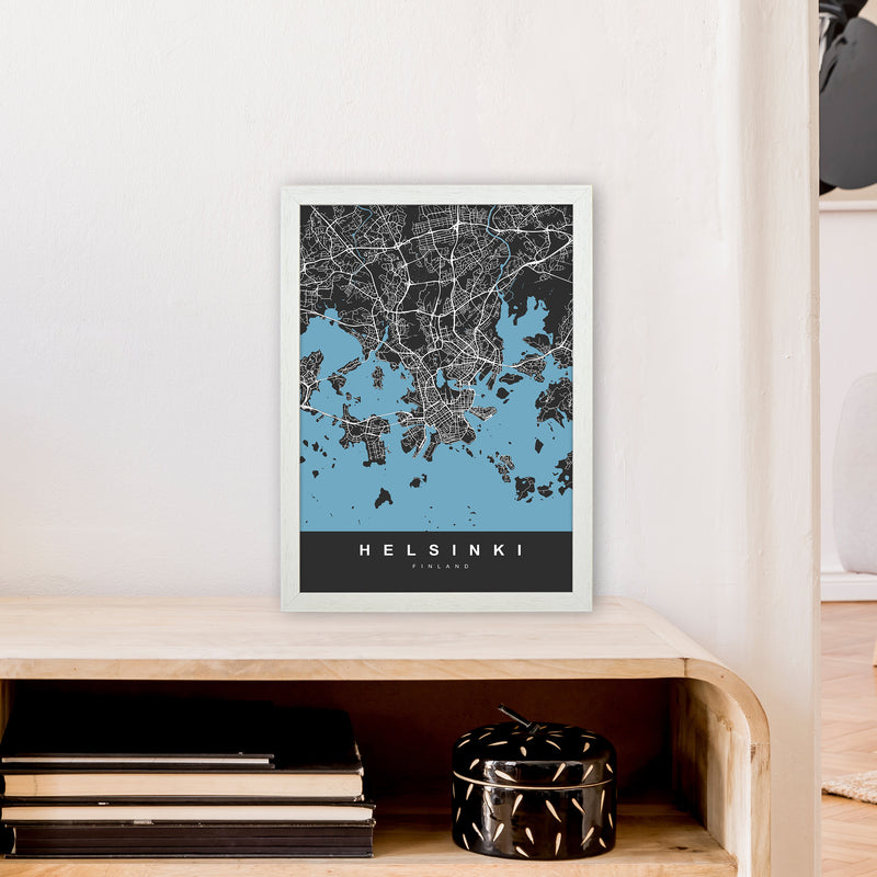 Helsinki Art Print by UrbanMaps A3 Oak Frame