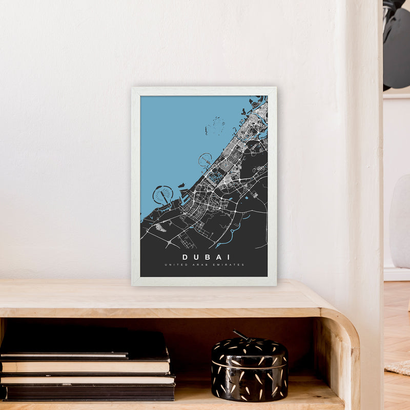Dubai Art Print by UrbanMaps A3 Oak Frame