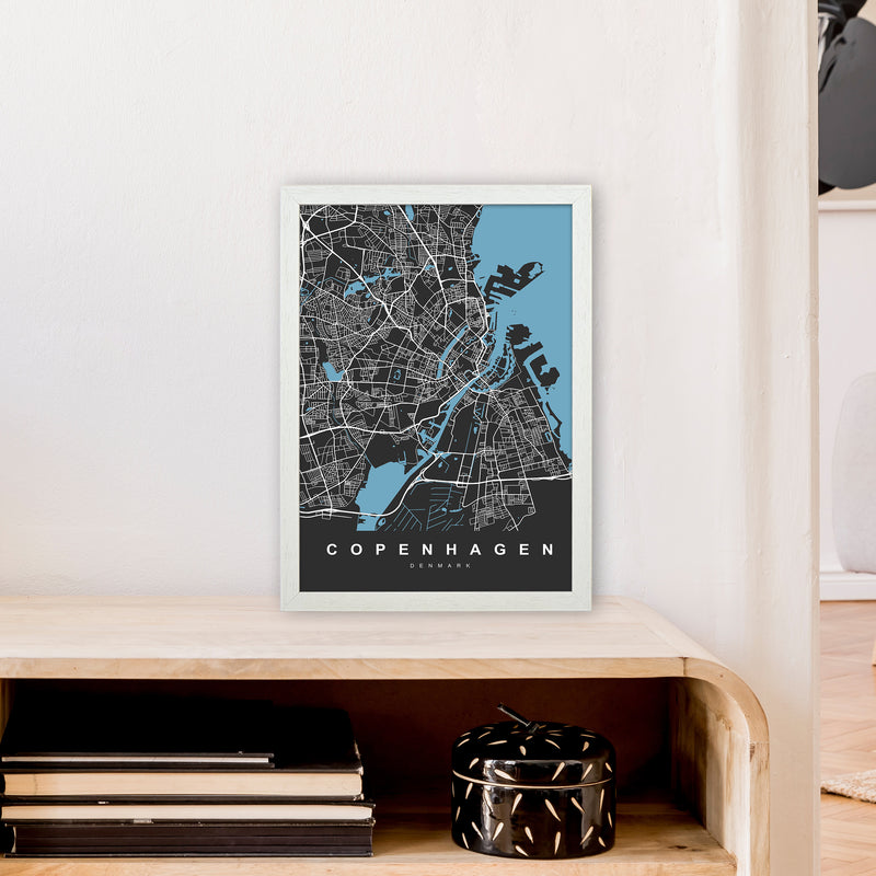 Copenhagen II Art Print by UrbanMaps A3 Oak Frame