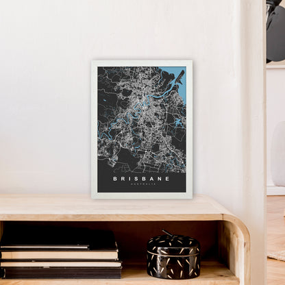 Brisbane II Art Print by UrbanMaps A3 Oak Frame