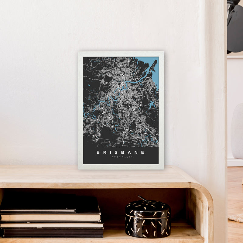 Brisbane II Art Print by UrbanMaps A3 Oak Frame