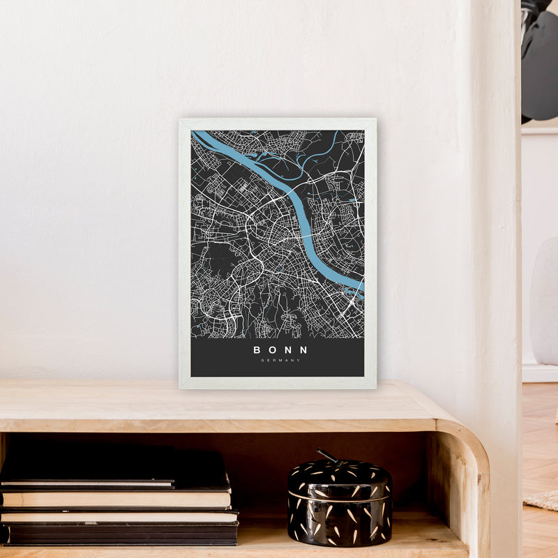 Bonn Art Print by UrbanMaps A3 Oak Frame