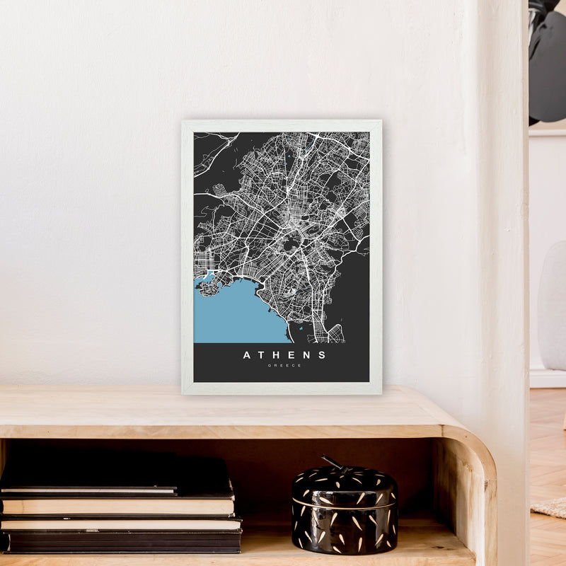 Athens Art Print by UrbanMaps A3 Oak Frame