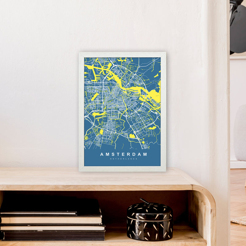 Amsterdam I Art Print by UrbanMaps A3 Oak Frame