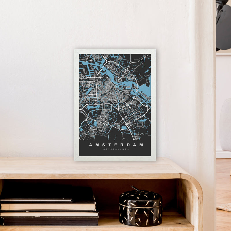 Amsterdam II Art Print by UrbanMaps A3 Oak Frame