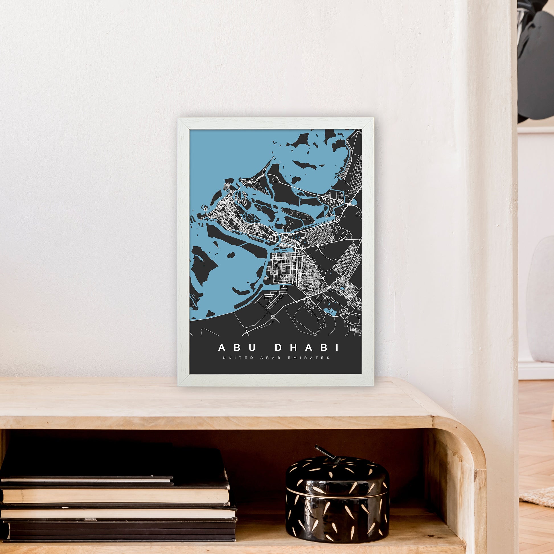 Abu Dhabi Art Print by UrbanMaps A3 Oak Frame