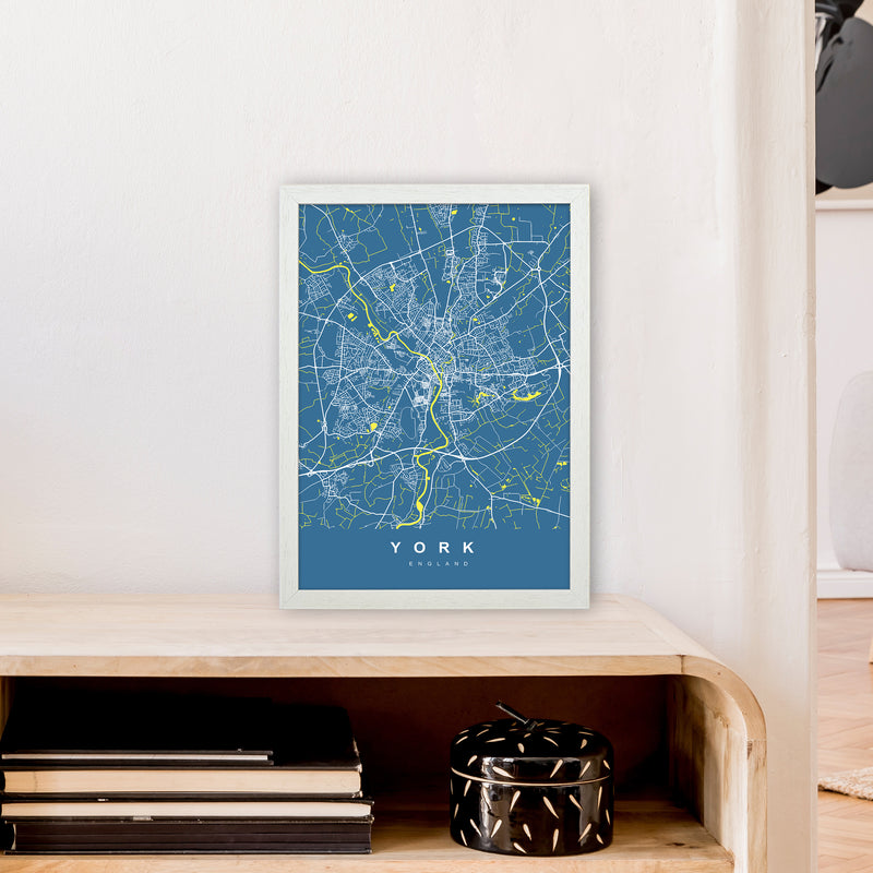 York II Art Print by UrbanMaps A3 Oak Frame