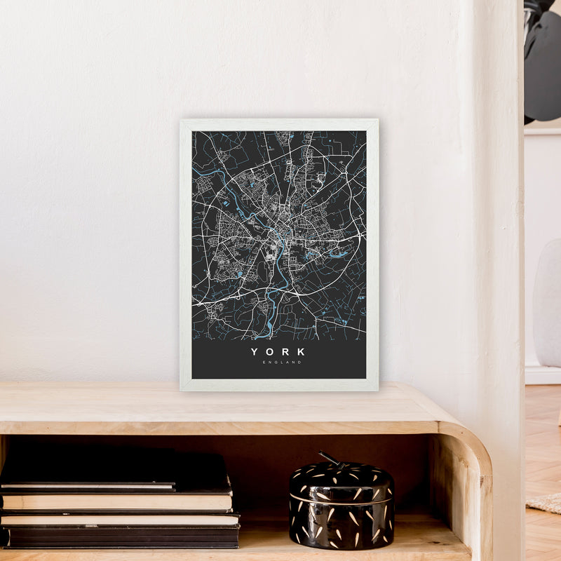 York III Art Print by UrbanMaps A3 Oak Frame