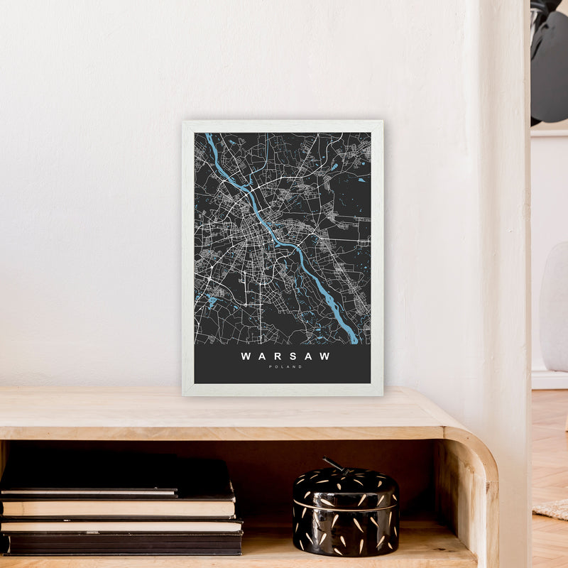 Warsaw Art Print by UrbanMaps A3 Oak Frame