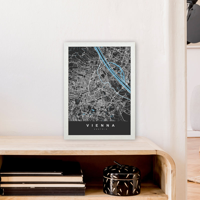 Vienna Art Print by UrbanMaps A3 Oak Frame