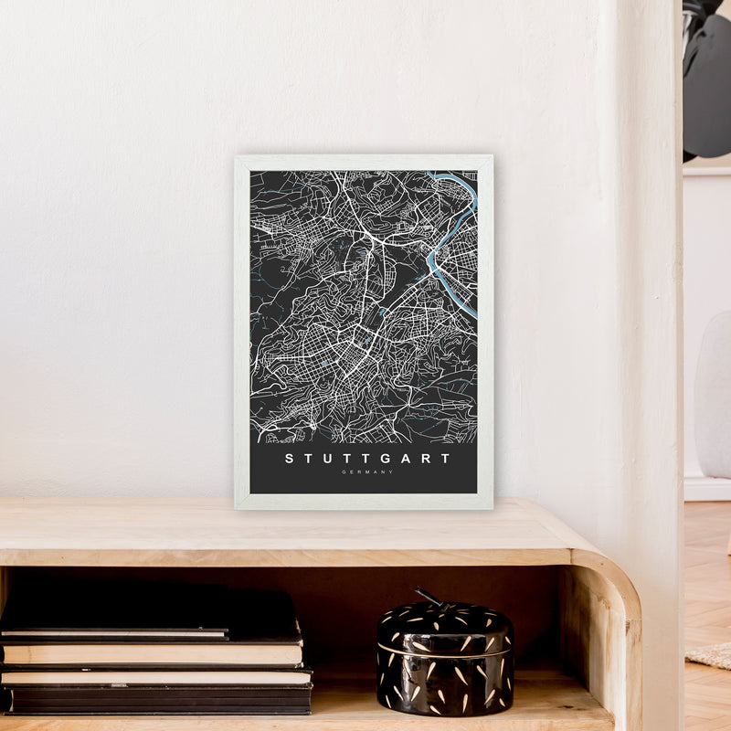 Stuttgart Art Print by UrbanMaps A3 Oak Frame