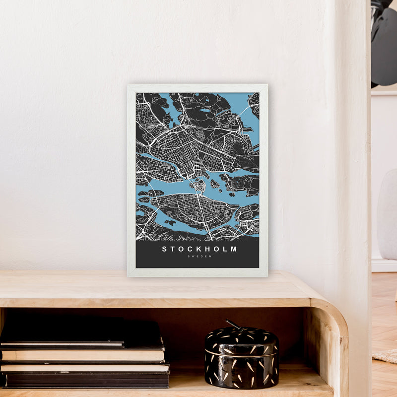 Stockholm Art Print by UrbanMaps A3 Oak Frame