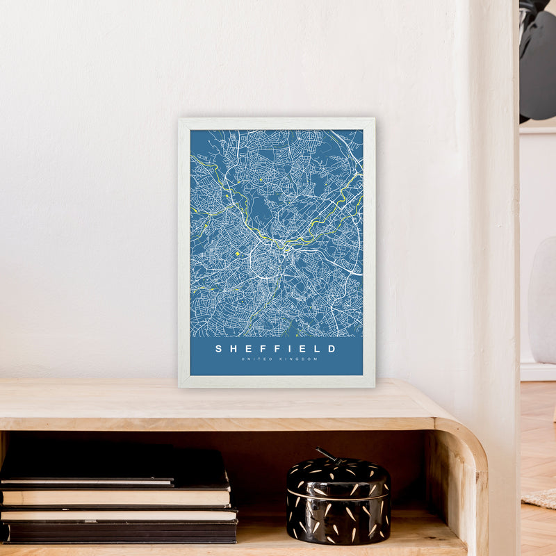 Sheffield II Art Print by UrbanMaps A3 Oak Frame