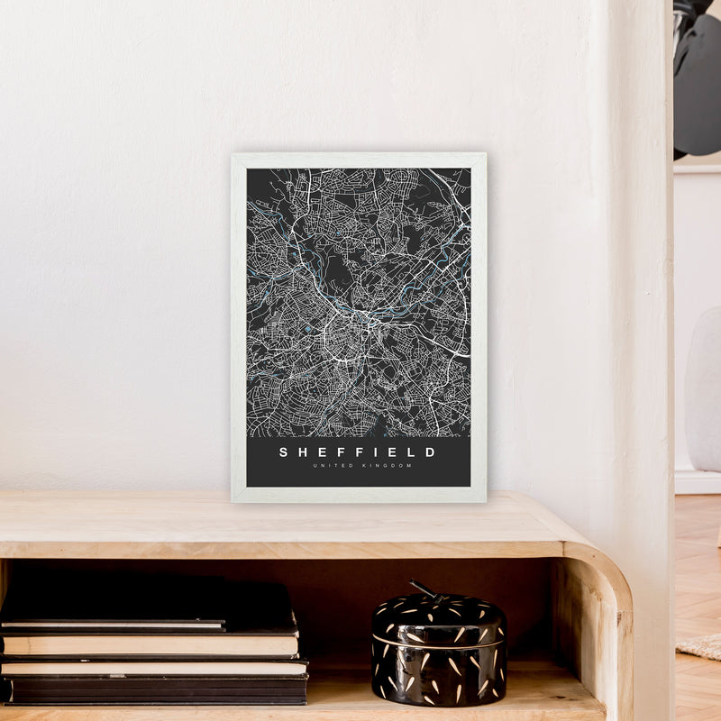 Sheffield III Art Print by UrbanMaps A3 Oak Frame