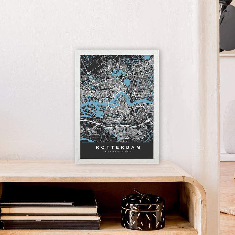 Rotterdam Art Print by UrbanMaps A3 Oak Frame