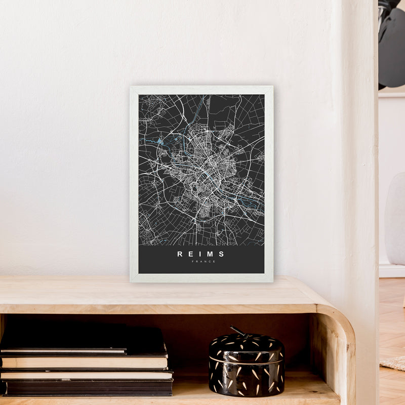 Reims Art Print by UrbanMaps A3 Oak Frame