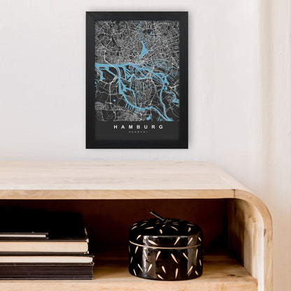 Hamburg Art Print by UrbanMaps A4 White Frame