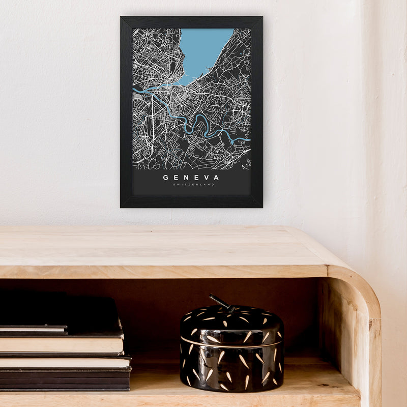 Geneva Art Print by UrbanMaps A4 White Frame