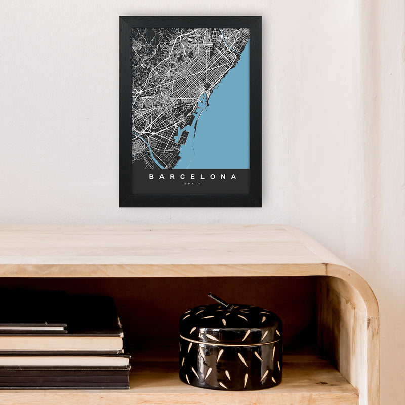 Barcelona Art Print by UrbanMaps A4 White Frame