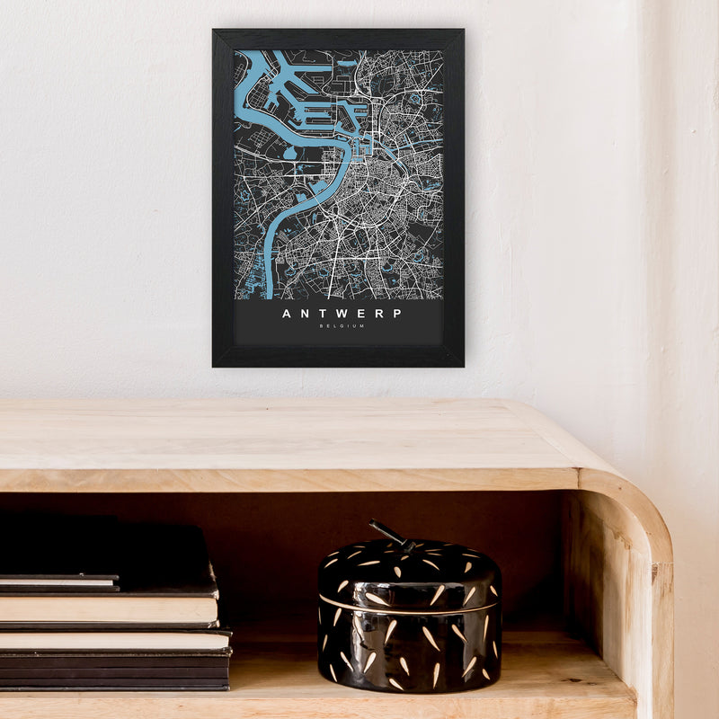 Antwerp Art Print by UrbanMaps A4 White Frame